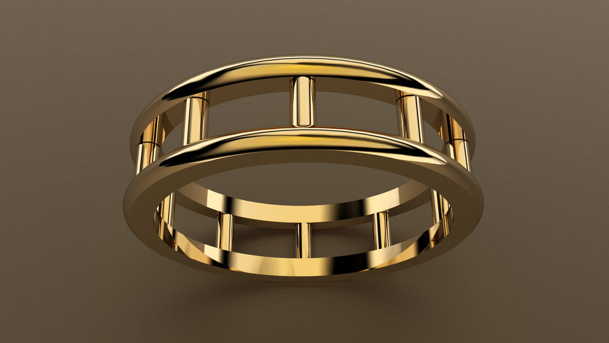 Polished Yellow Gold 6mm Open Bar Wedding Band