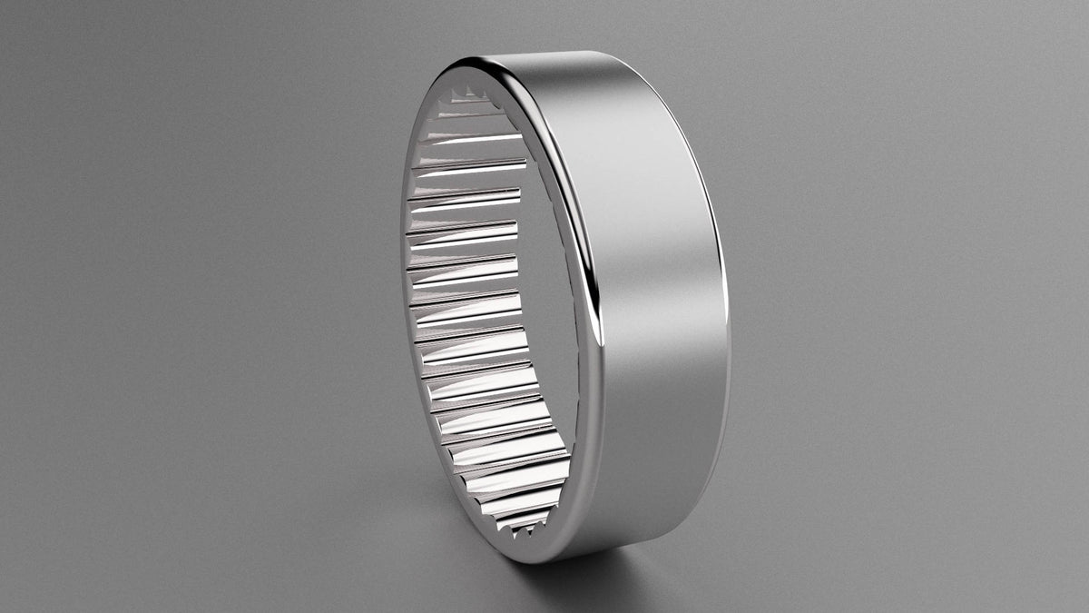 Brushed Sterling Silver 6mm Interior Fluted Wedding Band