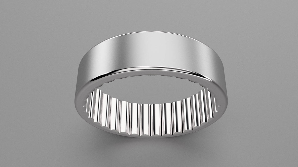 Brushed Sterling Silver 6mm Interior Fluted Wedding Band