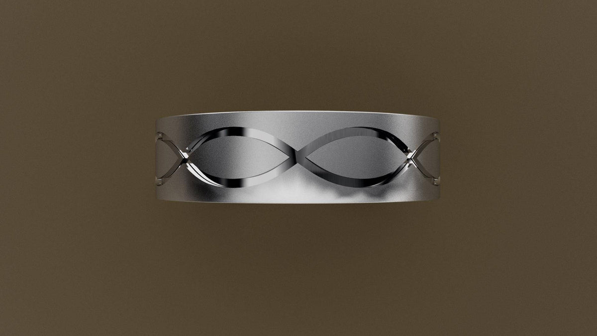 Brushed White Gold 6mm Infinity Groove Wedding Band