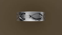 Brushed White Gold 6mm Infinity Groove Wedding Band