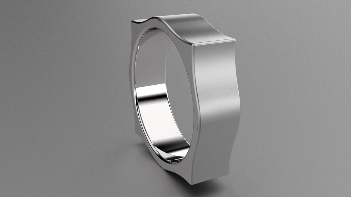 Brushed Sterling Silver 6mm Pointed Square Wedding Band