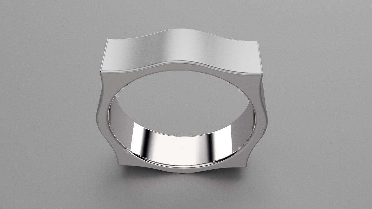 Brushed Sterling Silver 6mm Pointed Square Wedding Band