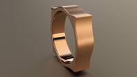 Brushed Rose Gold 6mm Pointed Square Wedding Band