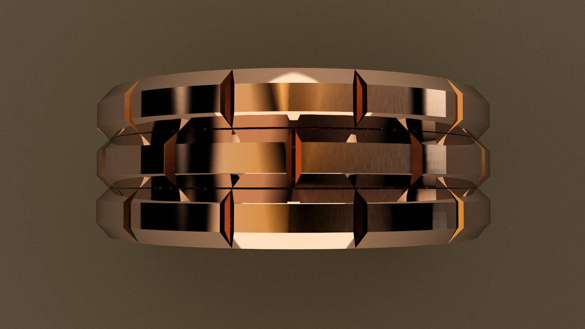 Polished Rose Gold 8mm Brick Wedding Band