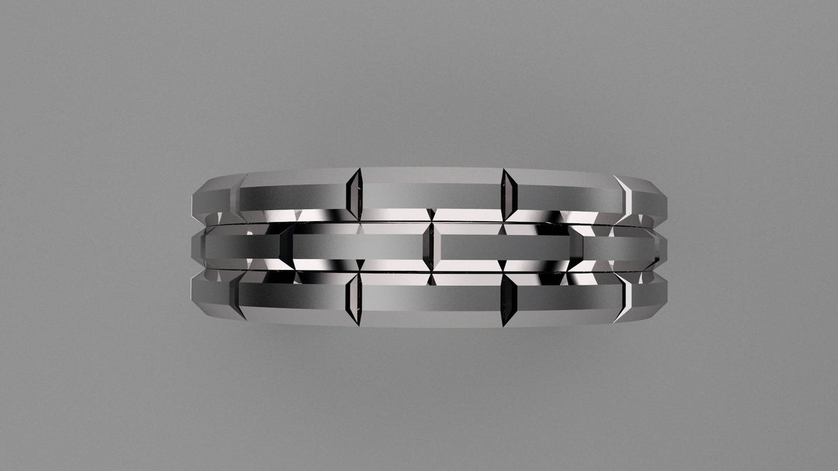 Brushed Sterling Silver 6mm Brick Pattern Wedding Band