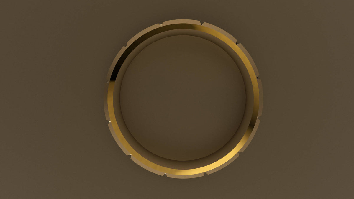 Brushed Yellow Gold 6mm Brick Pattern Wedding Band