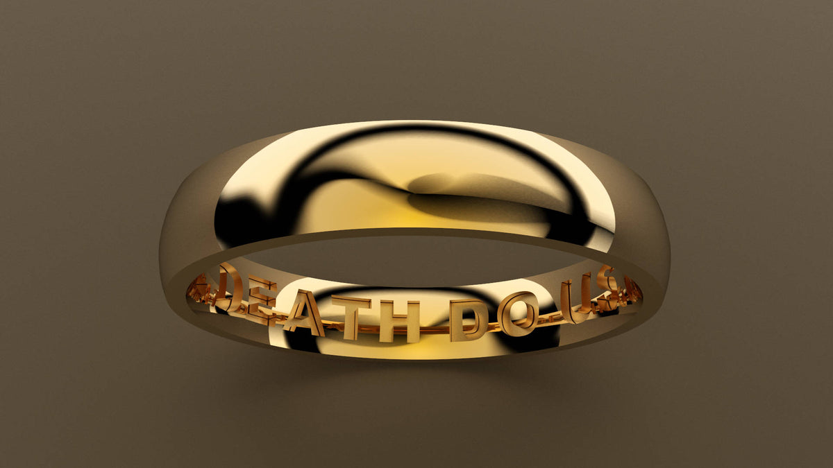 Polished Yellow Gold 4mm Interior Message Wedding Band