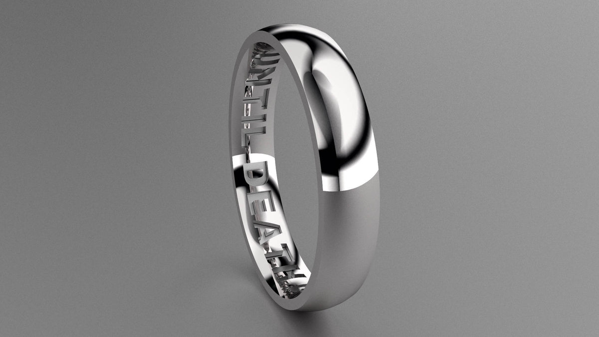 Polished Sterling Silver 4mm Interior Message Wedding Band