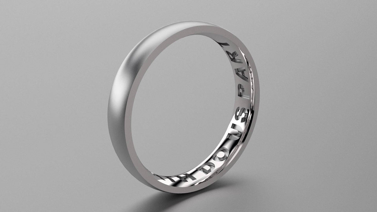 Brushed Sterling Silver 4mm Interior Message Wedding Band
