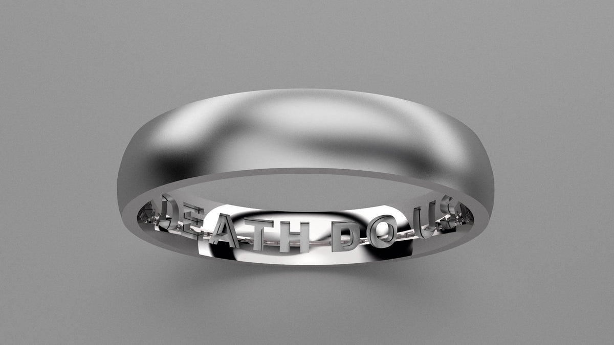 Brushed Sterling Silver 4mm Interior Message Wedding Band