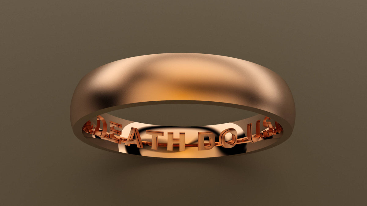 Brushed Rose Gold 4mm Interior Message Wedding Band