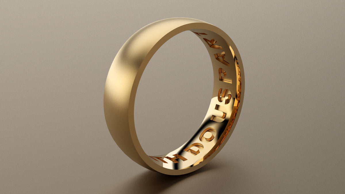 Brushed Yellow Gold 6mm Interior Message Wedding Band
