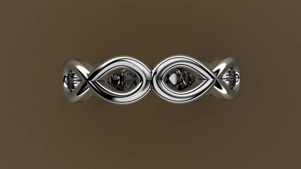 Polished White Gold Infinity Ring Wedding Band