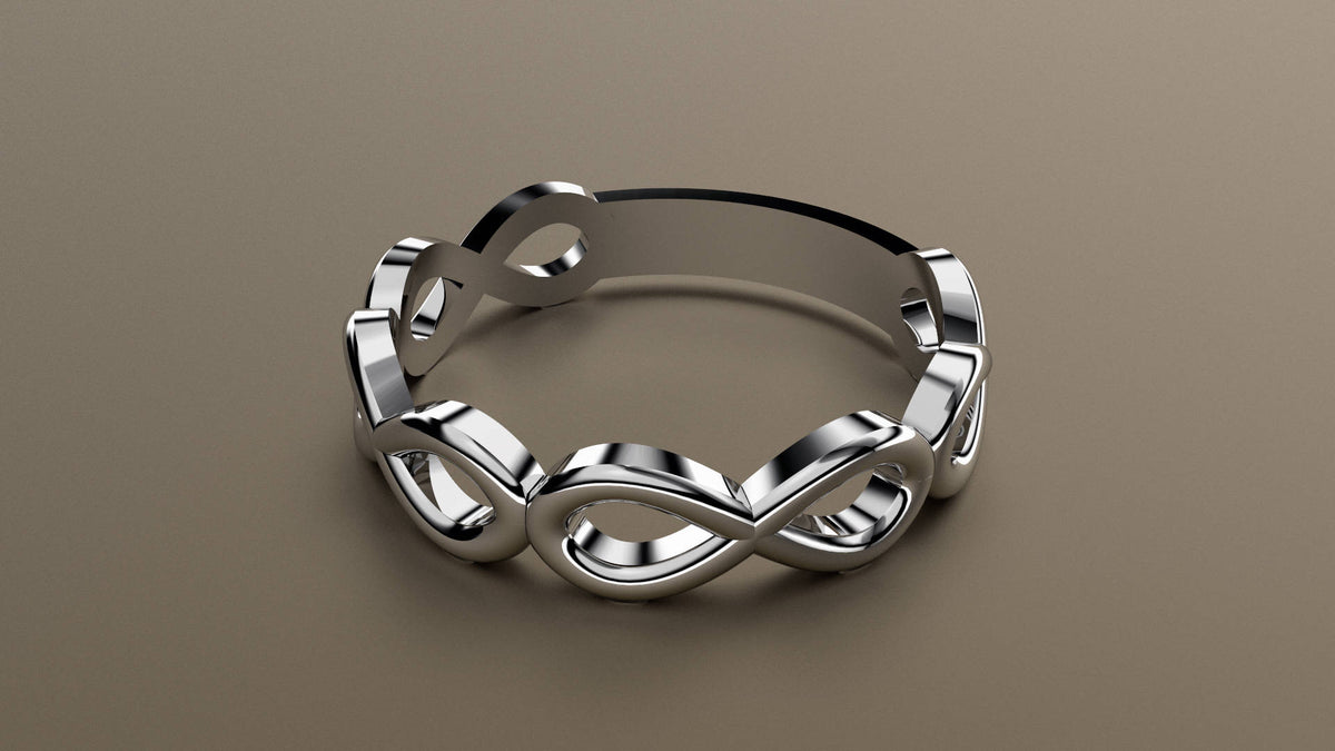 Polished White Gold Infinity Ring Wedding Band