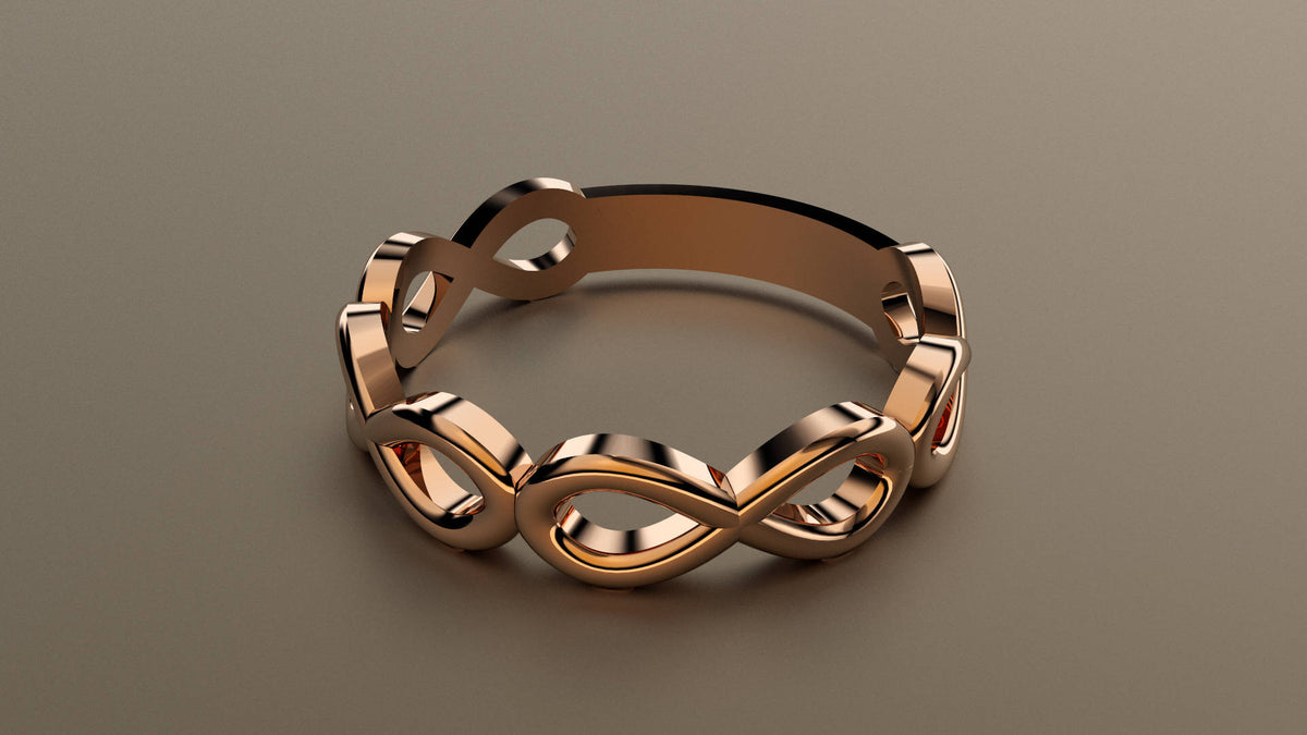 Polished Rose Gold Infinity Ring Wedding Band