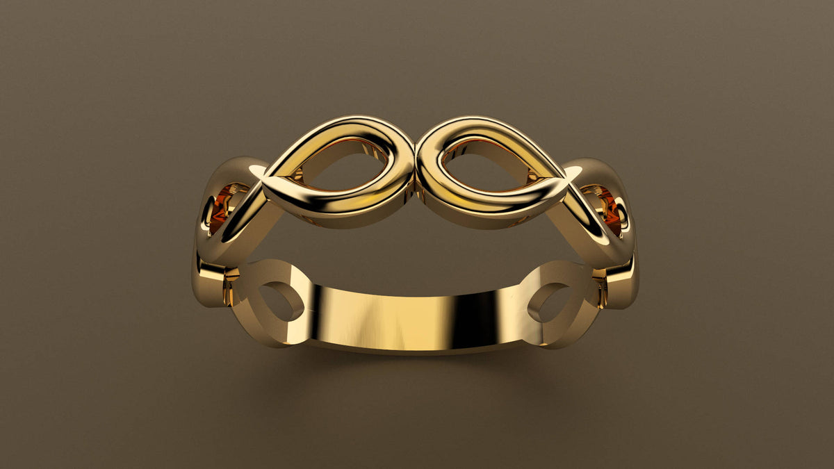 Polished Yellow Gold Infinity Ring Wedding Band