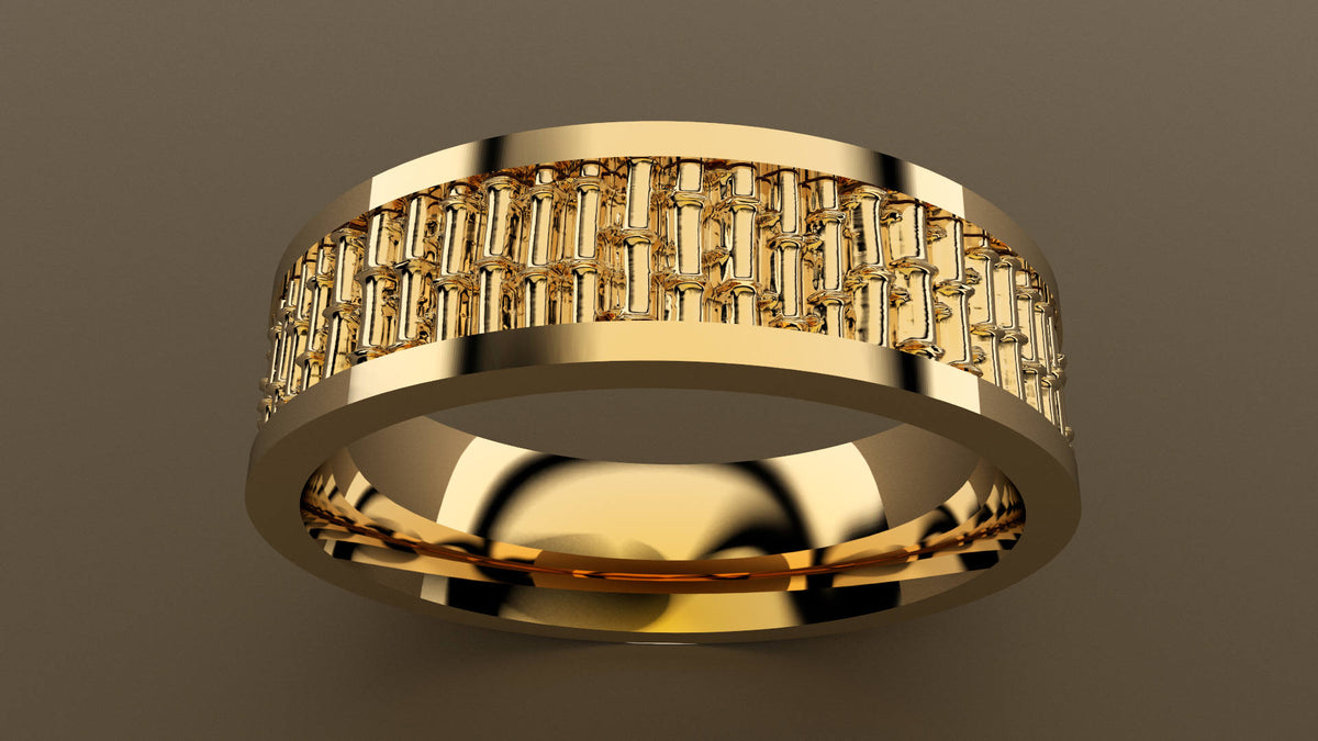 Polished Yellow Gold 6mm Bamboo Wedding Band
