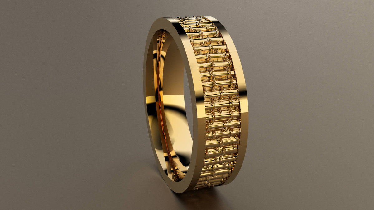 Polished Yellow Gold 6mm Bamboo Wedding Band