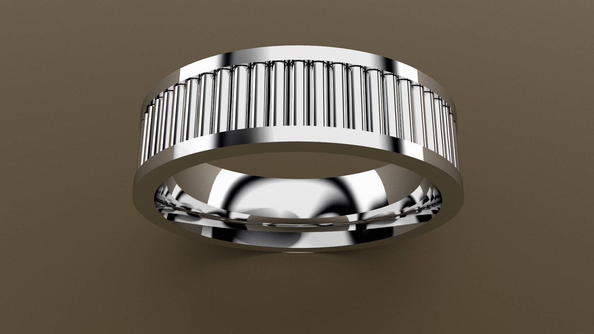 Polished White Gold 6mm Fluted Wedding Band