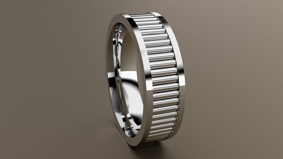 Polished White Gold 6mm Fluted Wedding Band