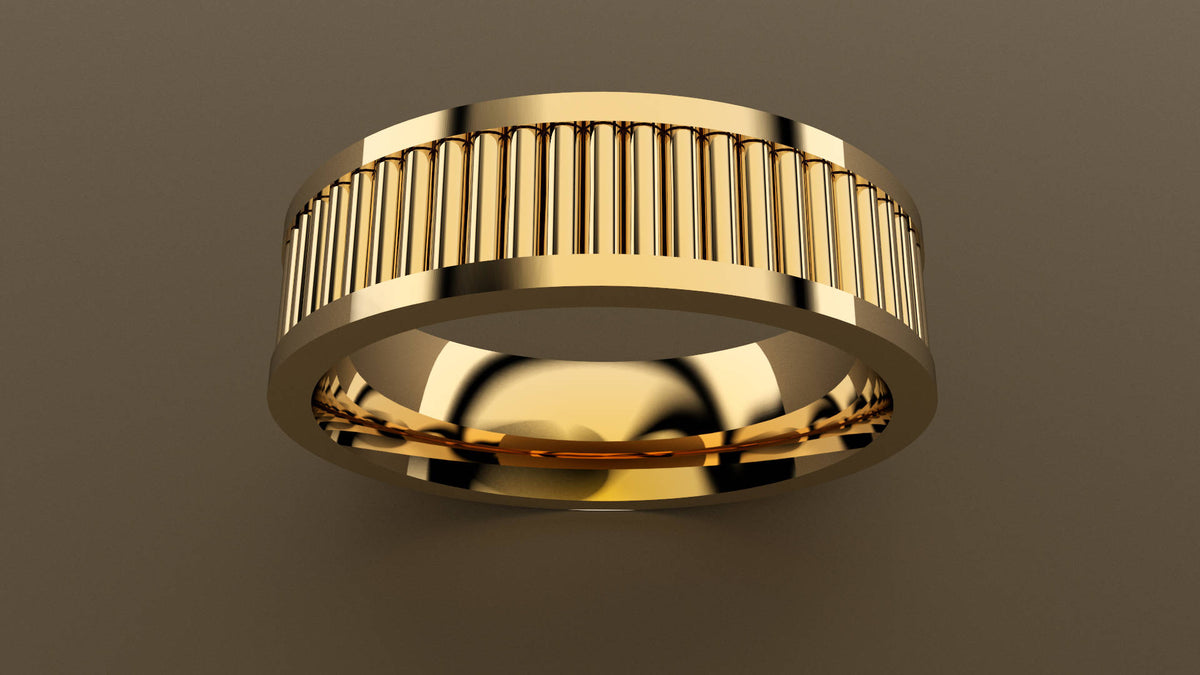 Polished Yellow Gold 6mm Fluted Wedding Band