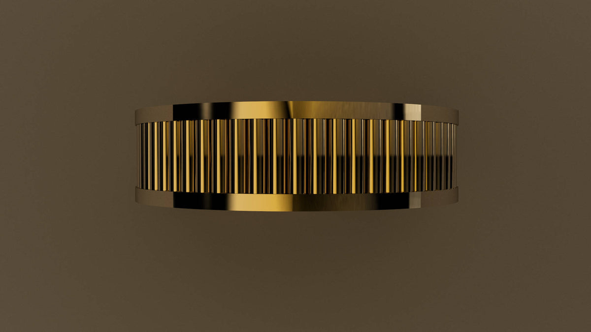 Polished Yellow Gold 6mm Fluted Wedding Band