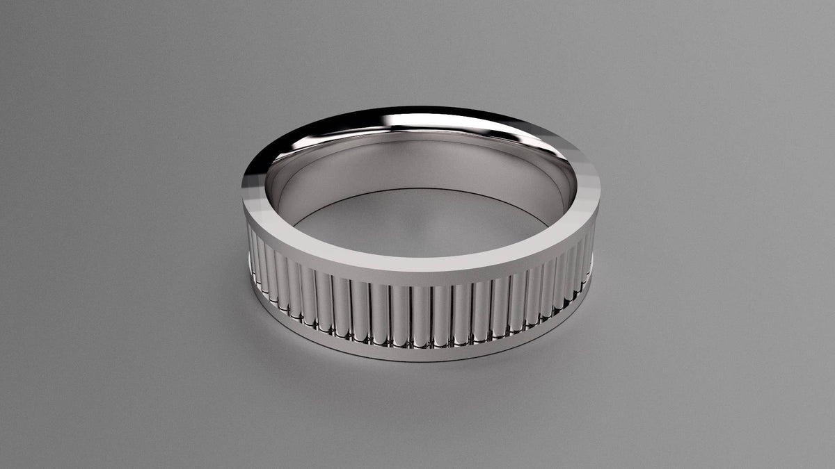 Polished Sterling Silver 6mm Fluted Wedding Band