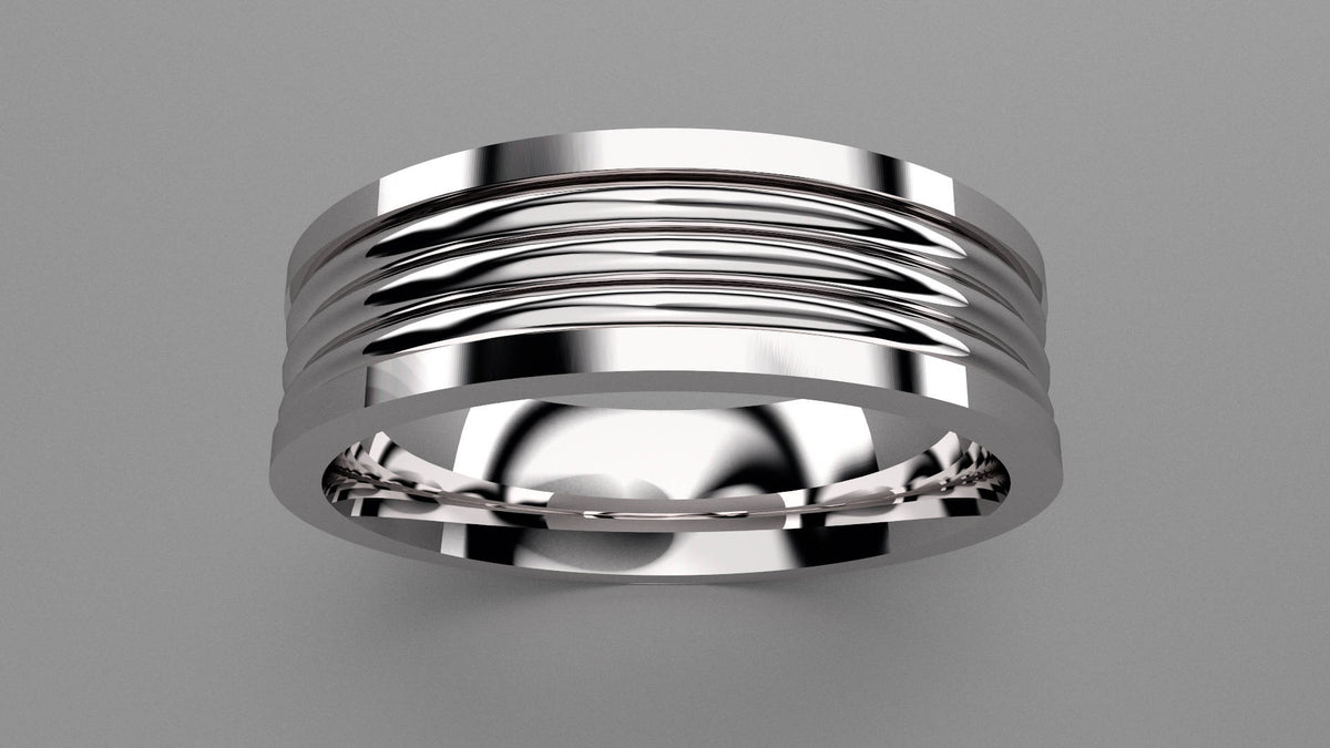 Polished Sterling Silver 6mm Fluted Wedding Band