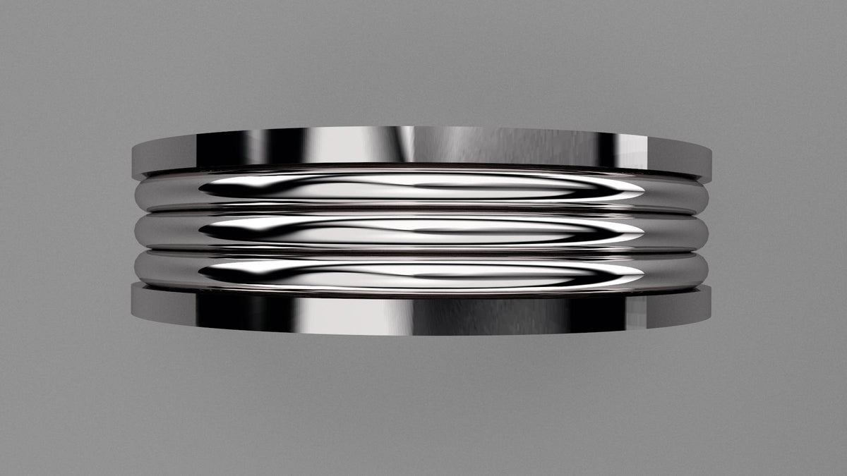 Polished Sterling Silver 6mm Fluted Wedding Band