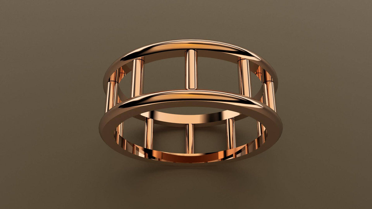 Polished Rose Gold 8mm Open Bar Wedding Band