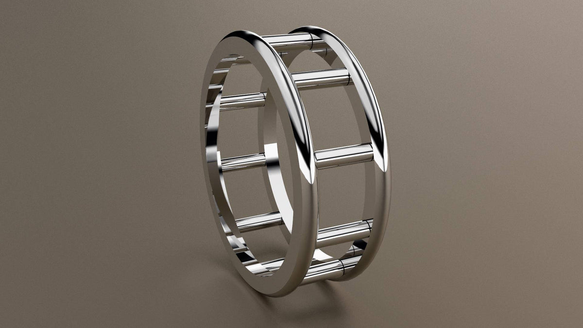 Polished White Gold 8mm Open Bar Wedding Band