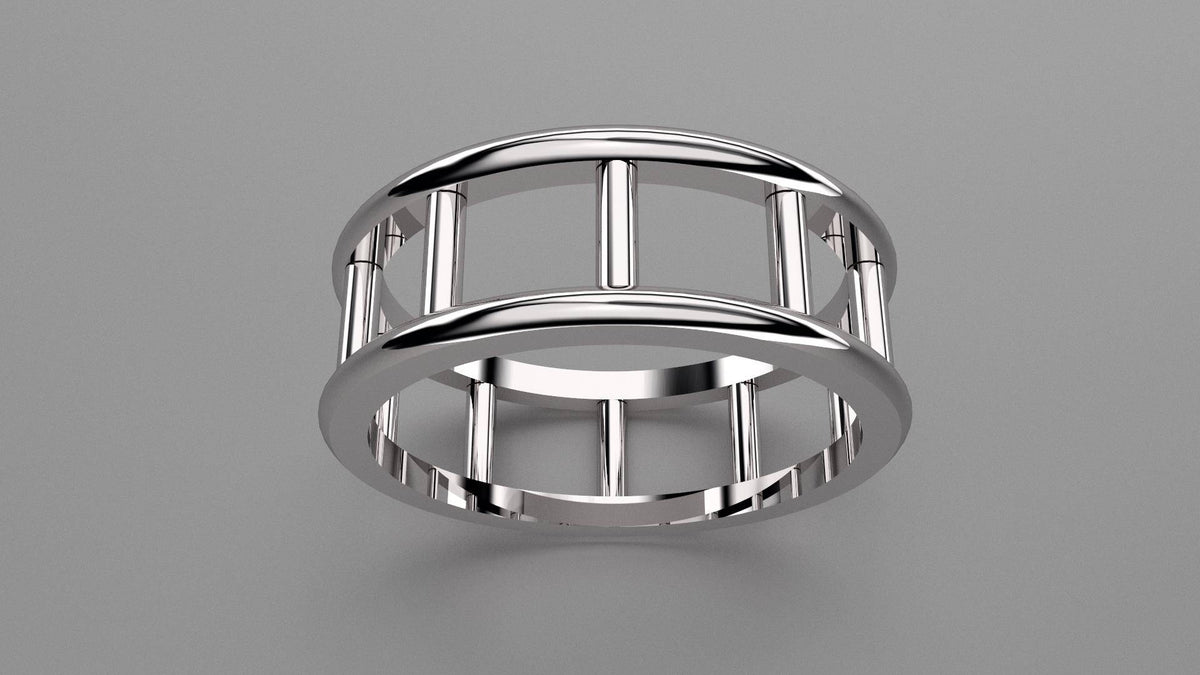 Polished Sterling Silver 8mm Open Bar Wedding Band