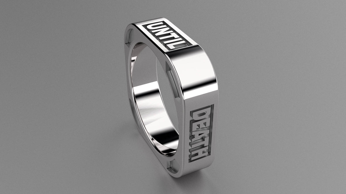 Polished Sterling Silver 6mm Square Message Wedding Band