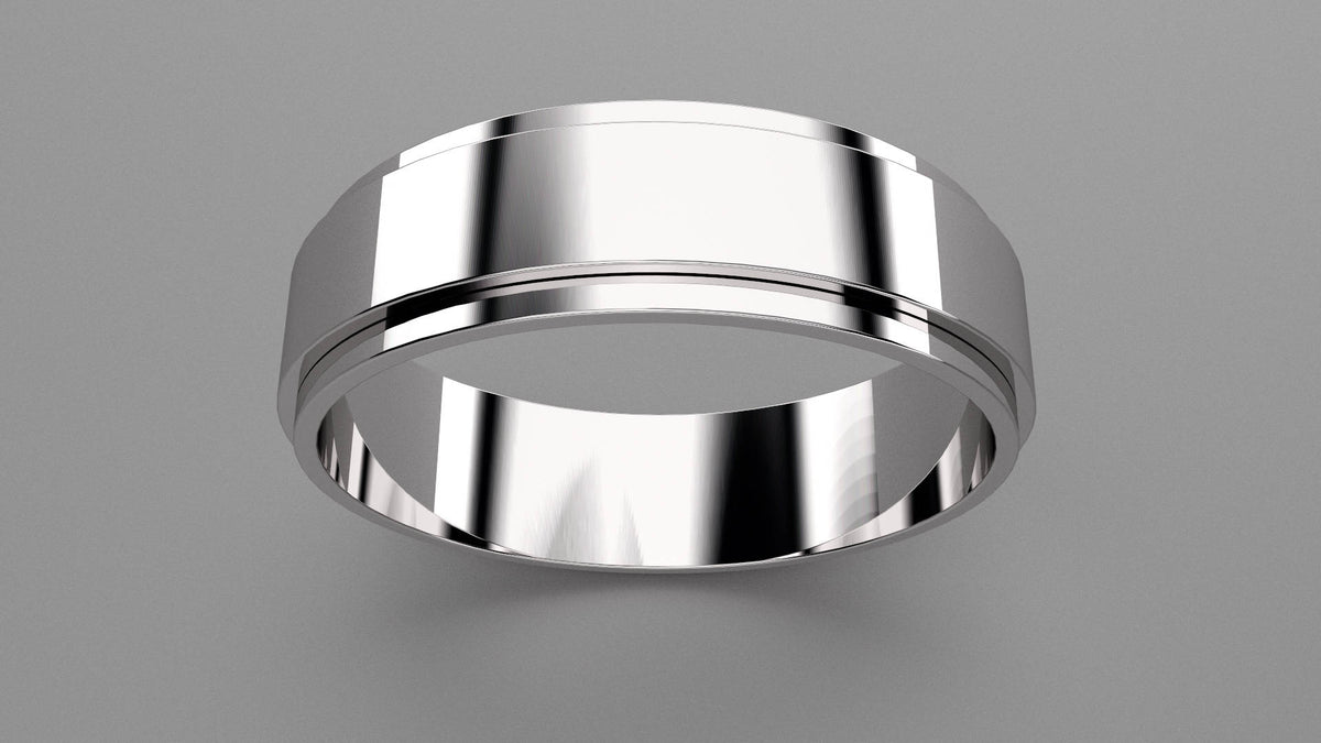 Polished Sterling Silver 6mm Step Edge Wedding Band