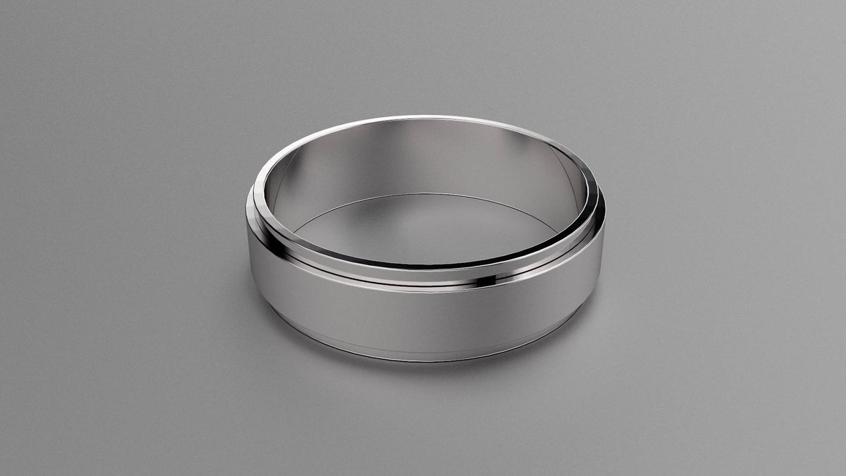 Polished Sterling Silver 6mm Step Edge Wedding Band