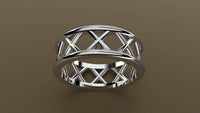 Polished White Gold 8mm Open Cross Bar Wedding Band