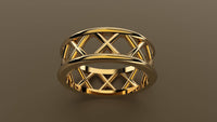 Polished Yellow Gold 8mm Open Cross Bar Wedding Band