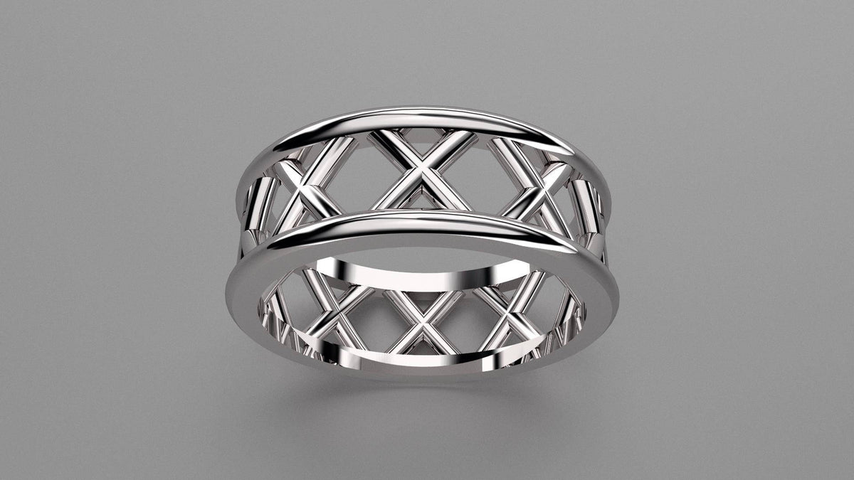 Polished Sterling Silver 8mm Open Cross Bar Wedding Band