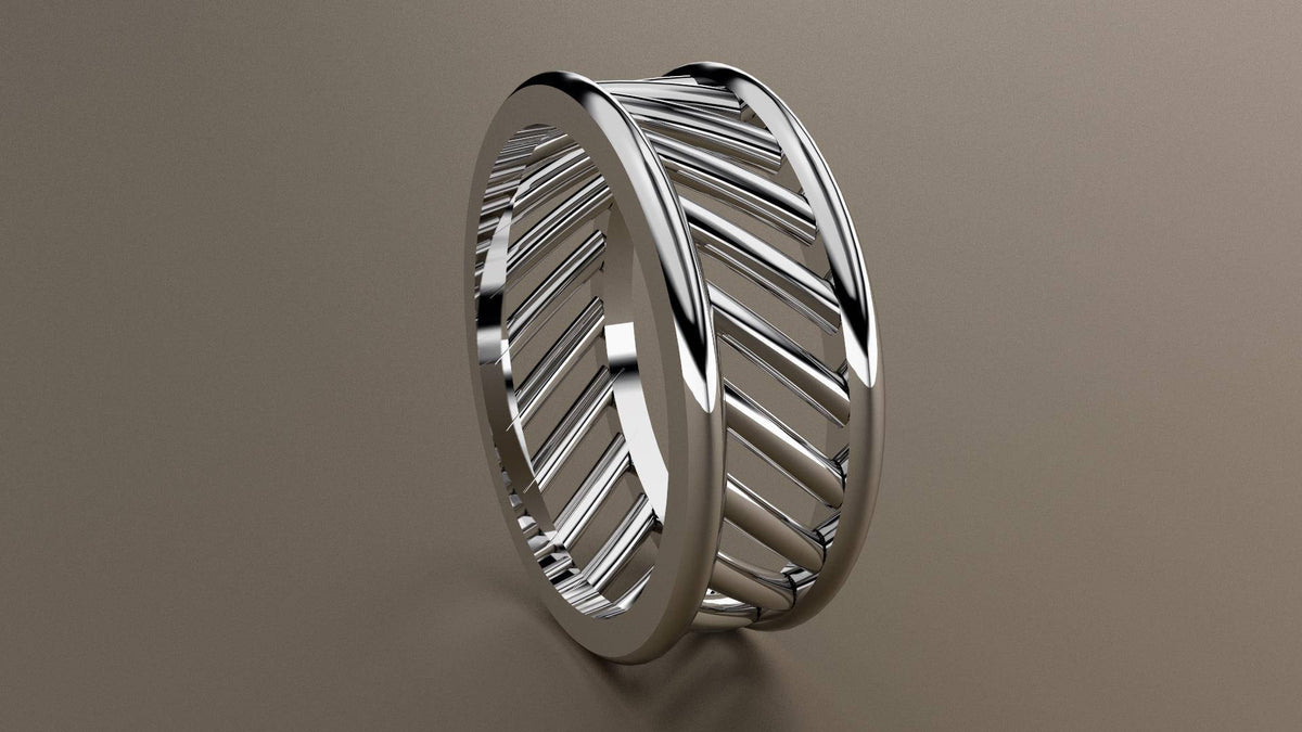 Polished White Gold 8mm Open Bar Wedding Band