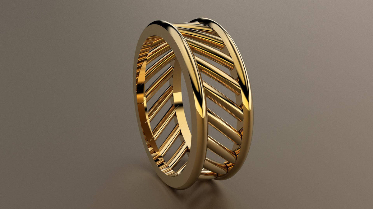 Polished Yellow Gold 8mm Open Bar Wedding Band