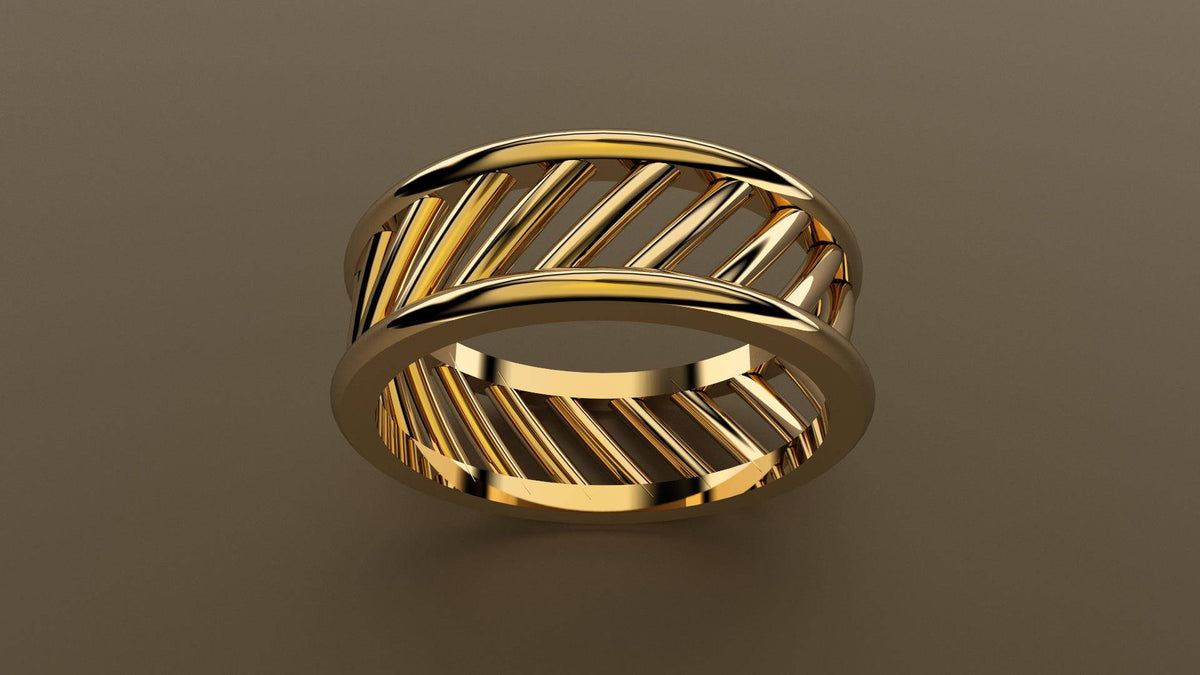 Polished Yellow Gold 8mm Open Bar Wedding Band