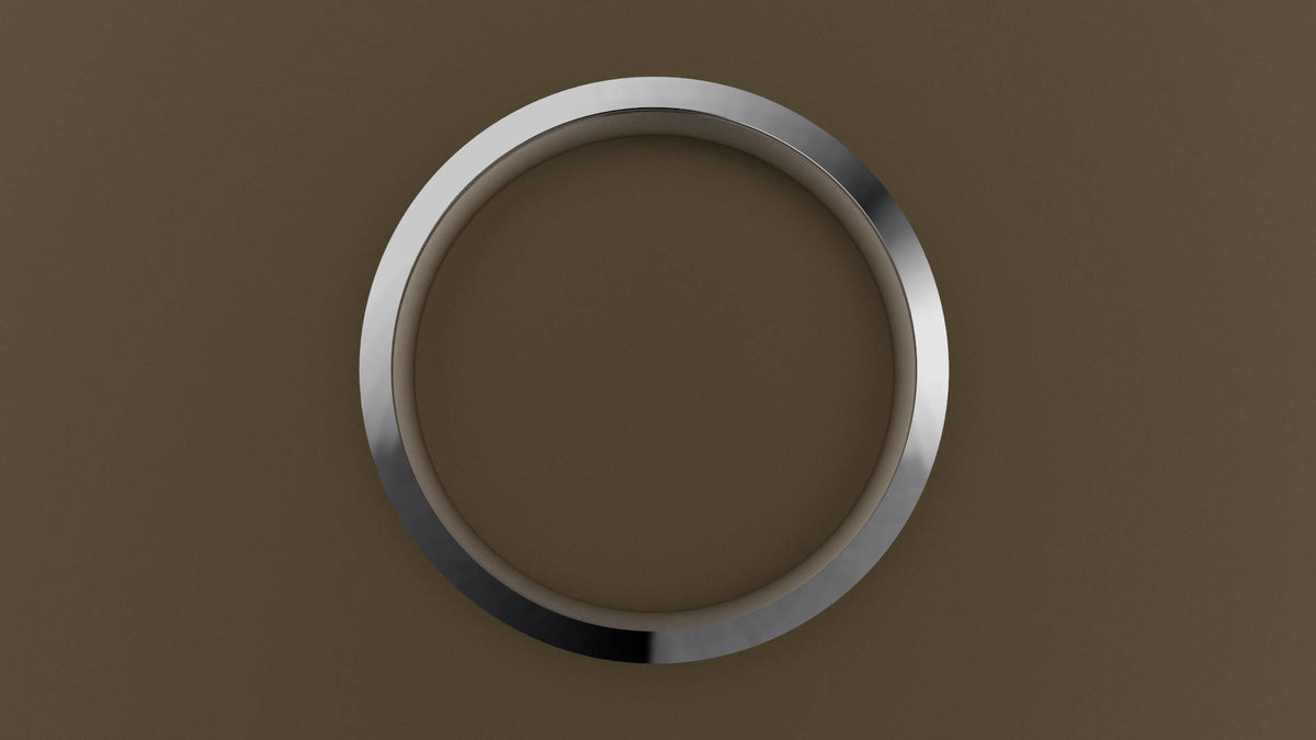 Polished White Gold 3mm Single V Groove Wedding Band
