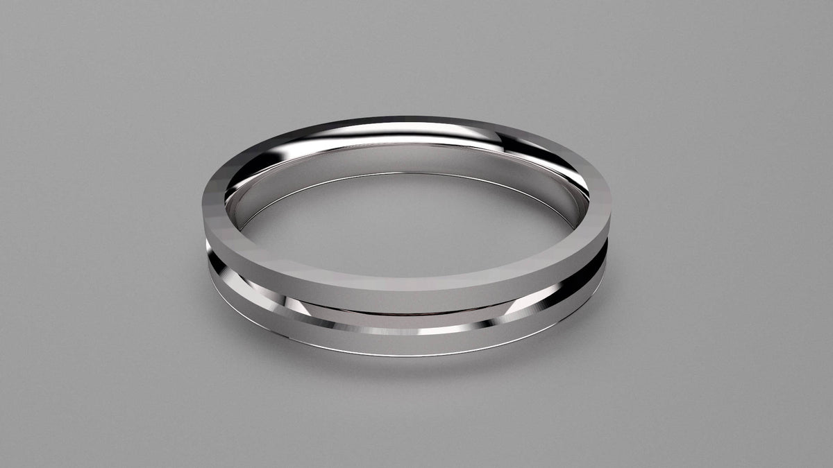 Polished Sterling Silver 3mm Single V Groove Wedding Band