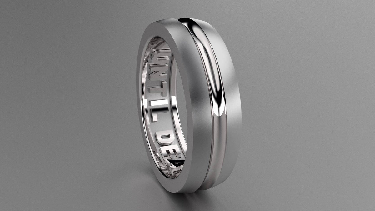 Brushed Sterling Silver 6mm Interior Message Wedding Band