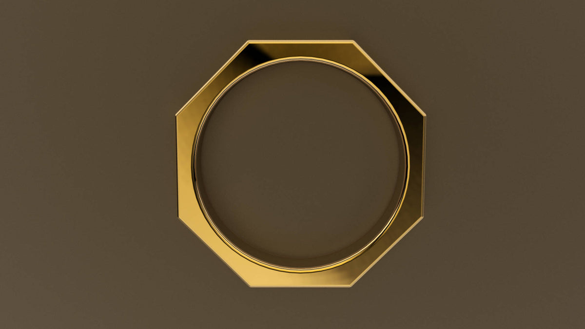 Brushed Yellow Gold 4mm Octagon Bolt Wedding Band