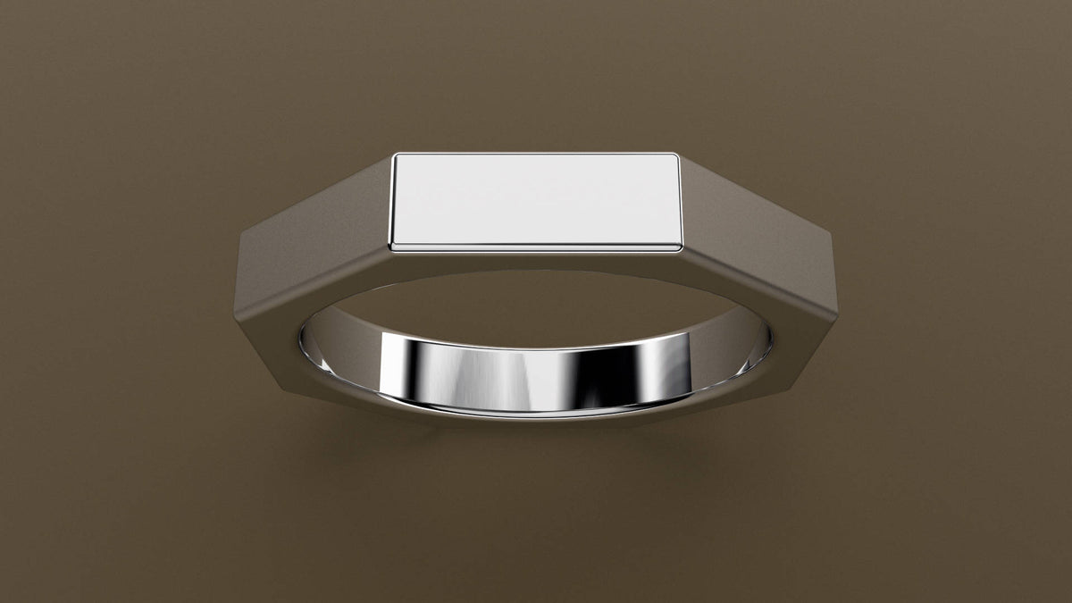 Polished White Gold 4mm Octagon Bolt Wedding Band