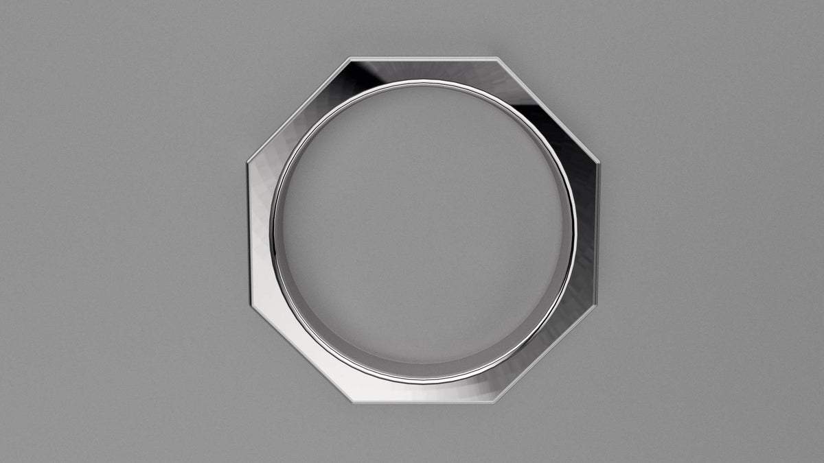 Brushed Sterling Silver 4mm Octagon Bolt Wedding Band