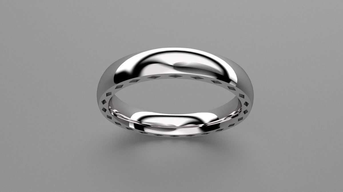 Polished Sterling Silver 4mm Side Design Wedding Band