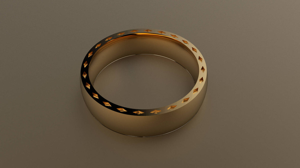 Polished Yellow Gold 6mm Side Design Wedding Band